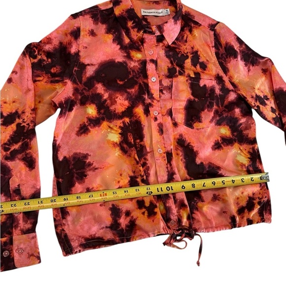 Rebecca Minkoff Tie-Dye Button-Up Collared Top Shirt Sz PM - Picture 8 of 16